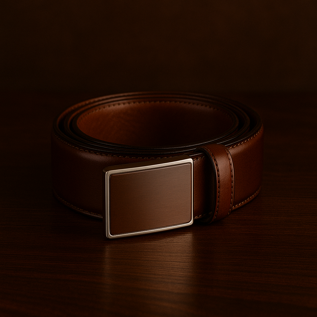 Cinturón Marrón con Hebilla Placa