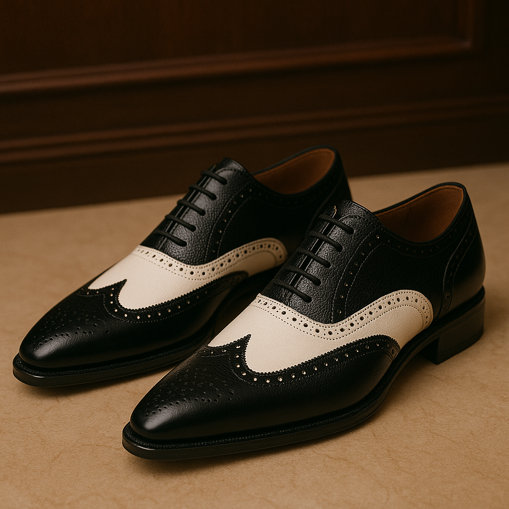 Zapatos Negros y Blancos Charol Brillante